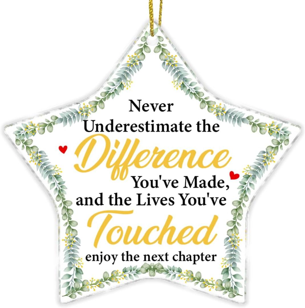 Retirement Gift for Man Woman, Coworker Gifts for Leaving Farewell Going Away New Job, Retired Star Shaped Acrylic Hanging Ornament (B1)