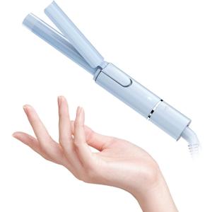 Ceramic 3/4 Inch Mini Curling Iron for Short Hair, Small Hair Curler Iron for Travel, Dual Voltage Curling Wand for Worldwide Trip(Baby Blue)