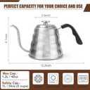 Gooseneck Kettle for Manual Drip Coffee & Tea 40oz Stainless Steel Pour Over Coffee Kettle with Thermometer Tea Kettle for Stovetop,1200ml,6 Cup,Silver,1Pack