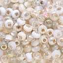 ZHIYUXI 100PCS White Large Hole Beads Bulk for Jewelry Making European Big Hole Spacer Beads for Bracelet Making Necklace Pens DIY Craft