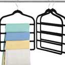 Velvet Pant Clothes Hanger Space Saving Non Slip Shorts Hanger, Myfolrena Jeans Slack Trousers Hangers Multiple Velvet Hanger Closet Organizer Storage and Organization for Jeans,Scarf,Tie(Black,3)