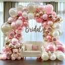 Pink White Balloon Garland Double Stuffed, Pastel Pearl Pink Champagne Gold White Sand Balloon Arch Kit for Birthday Baby Shower Bridal Shower Wedding First Communion Graduation Party Decorations
