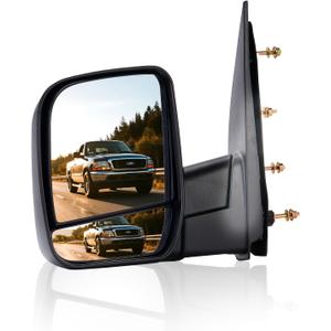 Front Left Driver Side Manual Dual Glass Side View Door Mirror Compatible With 2002-2008 FORD E150 E250 E350 E450 E550 Club Wagon Econoline Super Duty Fits FO1320253 3C2Z17683FAA