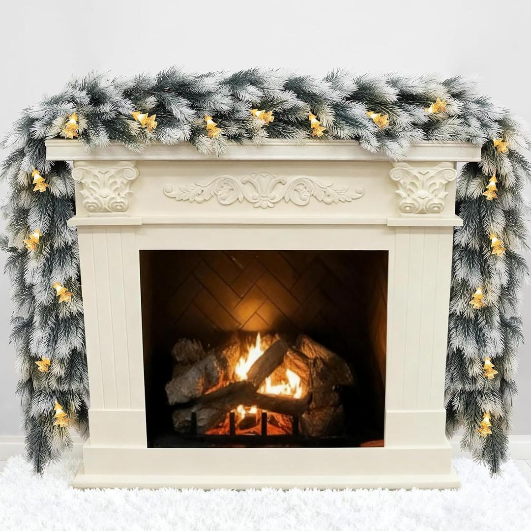 9 FT Cedar Garland Artificial Christmas Garland Encrypt with LED Light for Christmas Decorations Indoor Mantle Dining Table Decor Holiday Seasonal Outdoor Indoor Home Decor Christmas Decoration Gifts