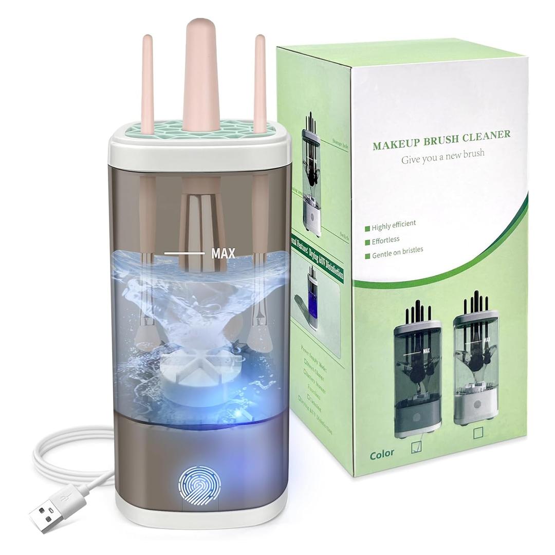 Electric Makeup Brush Cleaner Machine, Efficient Automatic Cleaner for All Types of Makeup Brushes- Gray