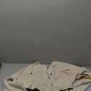 Qiaomai Womens Cropped Corduroy Jacket Loose Button Down Puff Sleeve Shacket Coat (S, Beige)