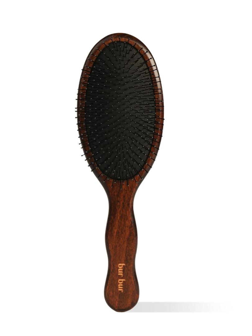 BUR BUR The Mermaid Brush - Wet Detangling Hair Brush | With Wooden Handle and Fexible Nylon Bristles | Scalp Massaging, Detangling