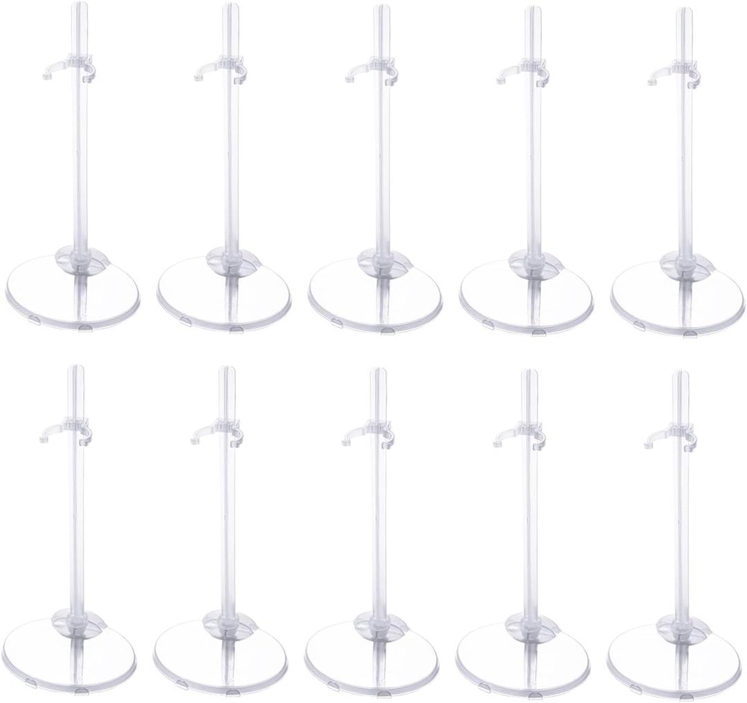 XJMWXHFC 10pc Adjustable Doll Display Holders, Clear Plastic Action Figure Stands, Transparent Support for 11-13 Inch Tall Dolls