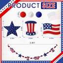 CroBlissful 4 ft Felt 4th of July Garland 3D Red White Blue Patriotic Pom Ball Banner with Flag & Stars 250th Anniversary Decorative Memorial Day Hanging Bunting for Home Mantel Independence