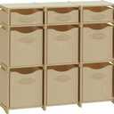 9 Cube Storage Organizer With Bins Included - Closet Storage With 9 Storage Bins - Easy To Assemble Storage Unit With Drawers - Closet Organization For Clothes, Bedroom, Nursery, & Toys (Beige)
