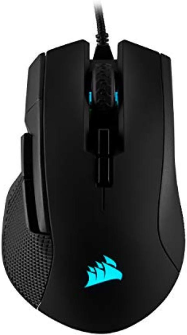 Corsair IRONCLAW RGB Wired FPS/MOBA Gaming Mouse 18,000 DPI 7 Programmable Buttons Designed for Large Hands iCUE Compatible PC, Mac, PS5, PS4, Xbox Black
