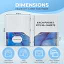 6 Pack Marble Design File Folders with Pockets - Plastic Folder with 2 Pockets & a Business Card Holder, Durable File Folders for Documents, School, Office & Home (Folder with Pockets (with Prong))