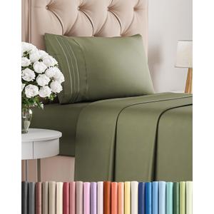 Twin XL Size 3 Piece Sheet Set - Comfy Breathable & Cooling Bed Sheets Set - Hotel Luxury Bedding for Women, Men, Kids, Teens, Boys & Girls - Deep Pockets, Soft, Wrinkle Free - Oeko-Tex - Sage Green