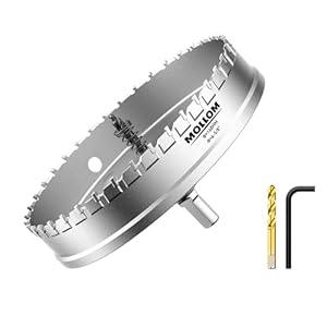 Mollom (6-5/ 8''|168mm) Heavy Duty Carbide Hole Saw with 2 Pilot Drill Bits, Hole Cutter cuts Stainless Steel, mild Steel, Iron, Copper, Brass, Plastic