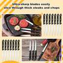 Lasnten 50 Pcs 8.67 Inches Fine Edge Steak Knife Set Stainless Steel Non Serrated Steak Knives Triple Riveted Straight Table Dinner Knives for Cutting Meat, Black