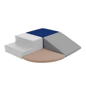Playtime Essentials 4-Piece First Steps Corner Climber Climbing Foam Block Set for Little Kids Indoor Toddler & Baby Soft Playset for Children to Climb and Crawl and Slide - Navy Neutral