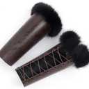 Joukavor Faux Fur Viking Leather Bracers Medieval Arm Guards Gauntlets Wristbands for Women Men LARP Accessories, One Pair