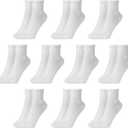 Kids Crew Socks Boys Girls Cotton Athletic Black White Gray School Uniform Children Sports Socks 10 Pairs 3-12 Years (White, XL)