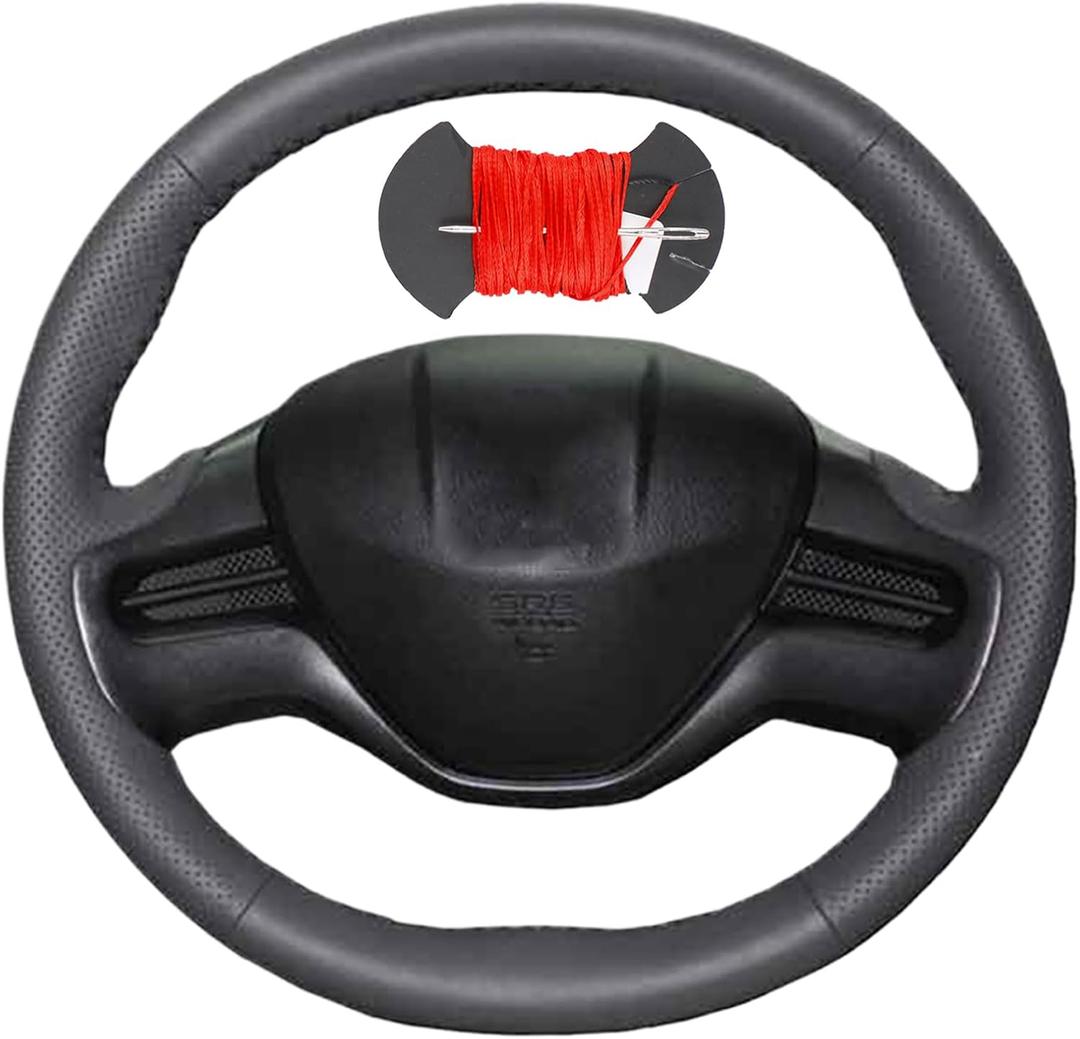 Microfiber Leather Car Steering Wheel Cover Anti-Slip Stitch Wheel Wrap Fit for Honda Civic Civic 8 2006 2007 2008 2009 2010 2011 (2-Spoke),Red