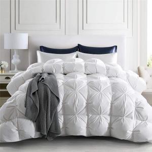 Puredown® Goose Down Comforter Full/Queen Size 800 Fill Power, 100% Cotton Winter Oversized Duvet Insert 700 Thread Count, Heavyweight Cloud Fluffy Pinch Pleat Extra Warmth