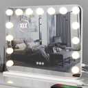 Vanity Mirror with Lights, 23"18" Hollywood Vanity Mirror with Lights 15 Dimmable LED Bulbs, 3 Color Modes, 10X Magnification, USB Charging Port, Tabletop or Wall-Mounted (White, 23 * 18)