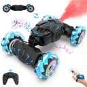Gesture RC Car Hand Controlled Rc Car Toys for Boys Girls 6-12, 2.4GHz 360 Rotation 4WD Gesture Sensing Rc Stunt Car with Light & Music & Spray, Birthday Gifts for Kids (Black Blue)