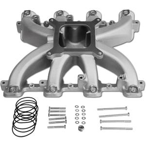 300-137 LS Mid-Rise EFI Intake Manifold Aluminum Single Plane Compatible with Chevy Small Block SBC 1997-2019 Cathedral Port fit for GM LS1/LS2/LS6 V8 4.8L 5.3L 5.7L 6.0L