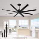 ECOiTEL 72 Inch Outdoor Ceiling Fan no Light,8 Mate Black Aluminum Blades,Charcoal Black