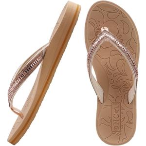 ONCAI Women's Flip Flops with Rhinestone, Arch Support Yoga Mat Comfort Walking Summer Beach Thong Sandals with Plantar Fasciitis Rubber Soles US Size 5-11