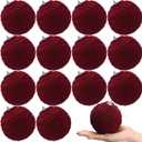 Soulchen Burgundy 15 Pcs 3.15 Inch Large Flocked Christmas Balls Velvet Xmas Tree Decoration Plush Balls Xmas Hanging Ornaments with Ropes for Holiday Wreath Garland Home Wedding Party Decorations