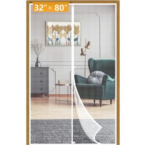 Yotache Magnetic Screen Door for 32x80 Doors, Screen Size 34"x81", High Density Screen Mesh with Windproof Hasp Design for Front/Back Walk Through Door, White