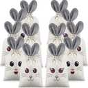 12 Pcs Easter Bunny Bags with Drawstring 7.9 x 10.2 In Furry Ears Rabbit Easter Egg Hunts Goody Candy Treat Gift Storage Bags Bunny Party Favors Gift Candy Egg Hunts Stuffer