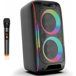 Party Bluetooth Speaker, 180W Powerful Stereo Sound with Deep Bass, Portable Wireless Speaker with EQ Sound Modes, LED Lights, Bluetooth 5.3 for Home, Outdoor & Party (Black)