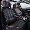 Coverado Universal Seat Covers Full Set, 4 Seats Universal Seat Covers for Cars, Waterproof Nappa Leather Car Seat Covers with Head Pillow, Auto Protectors Fit for Most Pick-up Truck, Black&Redline