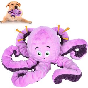 Dog Toys for Large Breed, Octopus Squeaky Funny Cute Interactive Medium & Small Dog Toys, Stuffed Plush Animals Puppy Toys, Dog Birthday for Dog Presents - Octopus (1 PCS, Purple)