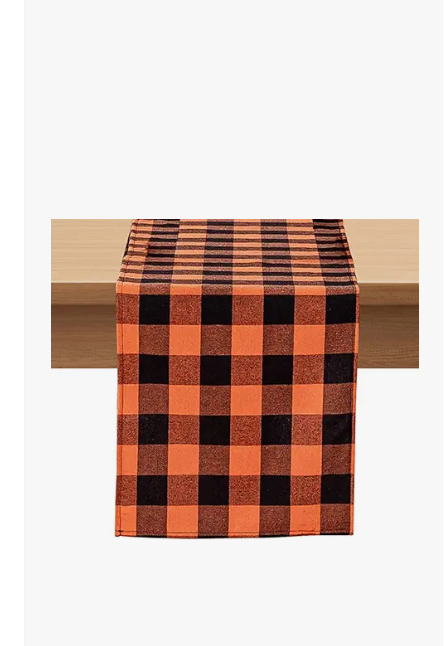 Softalker Fall Checkered Table Runner  Orange Buffalo Plaid Halloween Thanksgiving Stain Resistant Washable Table Decoration for Dining/Parties/Holiday Decor, 13 x 108 Inch