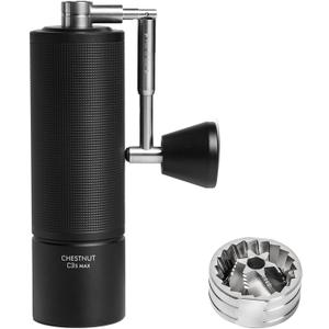 TIMEMORE Manual Coffee Grinder Chestnut C3S Max Capacity 30g with CNC Stainless Steel Conical Burr, Internal Adjustable Setting, Double Bearing Positioning for Home/Travel/Camping - Black