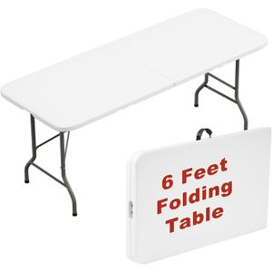 Elevon Folding Table, 6 Feet Heavy Duty Fold-in-Half Utility Table Indoor Outdoor for Camping, Picnic, Party