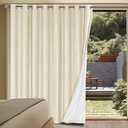 H.VERSAILTEX Linen Blackout Curtains Durable Thick Textured Linen Look 100% Blackout Patio Door Curtain Anti Rust Grommet Extra Wide Sliding Door Curtain Panel, Bleached Sand, W100 x L84 inch,  Bleached Sand
