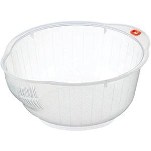 Inomata Plastic Japanese Rice Washing Bowl with Strainer, 2 quart