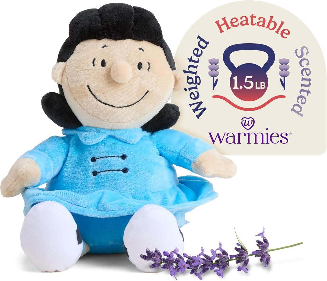 warmies x Charlie Brown - Microwavable & Weighted Stuffed Animals, Lucy - Heated Stuffed Animal Plushie for Warmth & Comfort - Soft Plush Toys for Adults & Children (Boys & Girls)