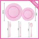 125 PCS Hot Pink Plastic Plates with Pink Plastic Silverware include 25 Dinner Plates 10.25”, 25 Dessert Plates 7.5”, 25 Forks, 25 Knives, 25 Spoons for Birthday, Bridal Shower,Girl Party