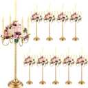 Tanlade 10 Pack Gold Candelabra Centerpieces 28 Inch 5 Arm Candle Holders