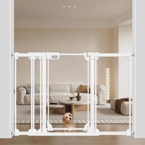 WAOWAO 40" Extra Tall Clear Acrylic Dog Gate 57.87-66.14" Wide Indoor White | Extra-Tall,Clear Acrylic Panel,Double-Lock,Pressure/Hardware Mount,Wall Cups,Ideal for Pet Stairs,Doorways,Hallways,Kitchen