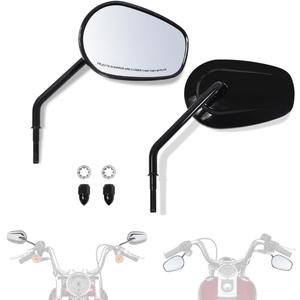 FOVPLUE Handlebar Mount Mirrors,Left & Right Side Long Stem Rearview mirrors for 1982-2024 Harley Models,for CVO Dyna Electra Glide Road Glide Road King Softail Street Glide Sportster 1200 883,Black