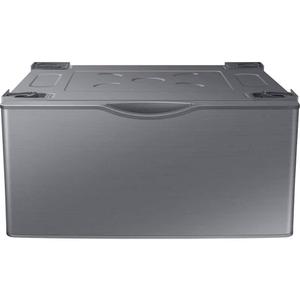 SAMSUNG 27-Inch Washer Dryer Pedestal Stand w/ Pull Out Laundry Storage Drawer, Stainless Steel, WE402NP/A3, Platinum