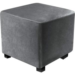 Ottoman Covers Slipcover Square Ottoman Covers Protector for Footrest Foot Stool Furniture Stretch Comfortable Velvet with Elastic Bottom(Size S/Length&Width:13-18"/Height:15-18",Grey)