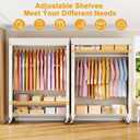 ULIFHOME P6C Plus Rolling Clothes Rack with Cover, Covered Clothing Rack Heavy Duty, Portable Closet for Hanging Clothes, Garment Rack on Wheels, White Closet Rack with White Cover, Max Load 375LBS