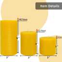 Beeswax Pillar Candles Set of 3, Size 3"x6", 3"x 4" & 3"x 3", Natural Bees Wax Candle Sheet Handrolled for Home Décor, Yellow