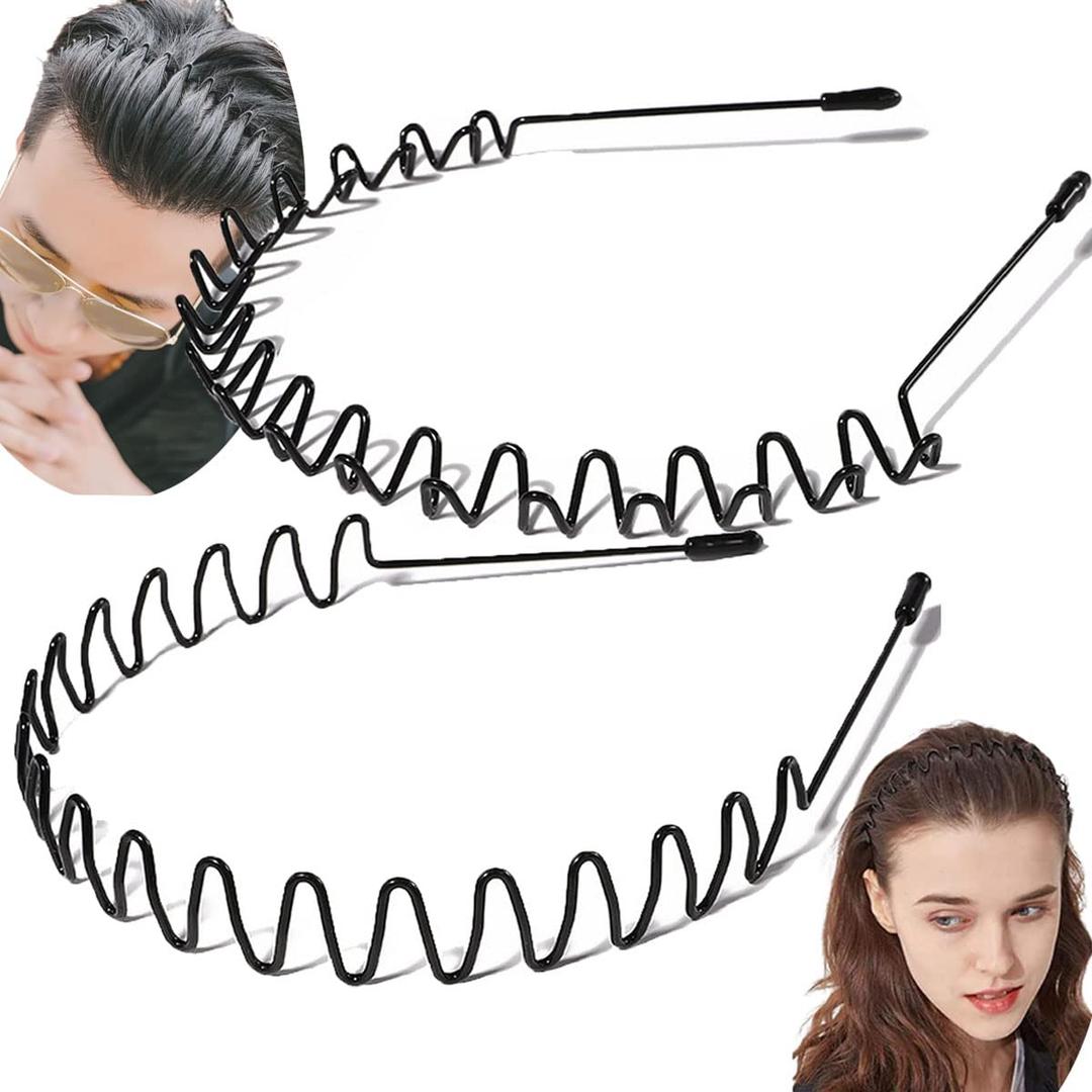 5 x Zig Zag & Wave Metal Headband Set High & Low Profile Textured Hair Bands | For Thick/Long & Fine/Short Hair | for Yoga Skincare Sport & Daily Use Complete Hair Accessory Gifts